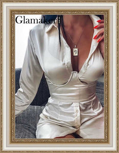 GLAMAKER-Satin sexy short party dress
