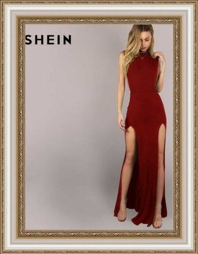 SHEIN - Double Slits Maxi Sleeveless Dress
