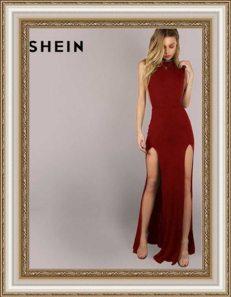 SHEIN - Gold Party Backless Split Maxi Dress – Angelique