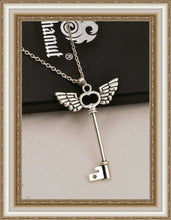Load image into Gallery viewer, Angel Wings Key Friendship Long Necklace