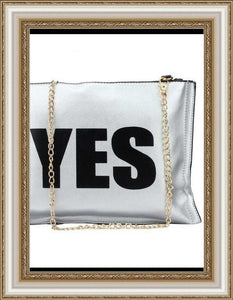 Leather Chain Shoulder Bag "YES"