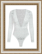 Load image into Gallery viewer, Deep v neck lace -  Bodysuit