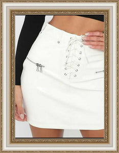 White leather skirt