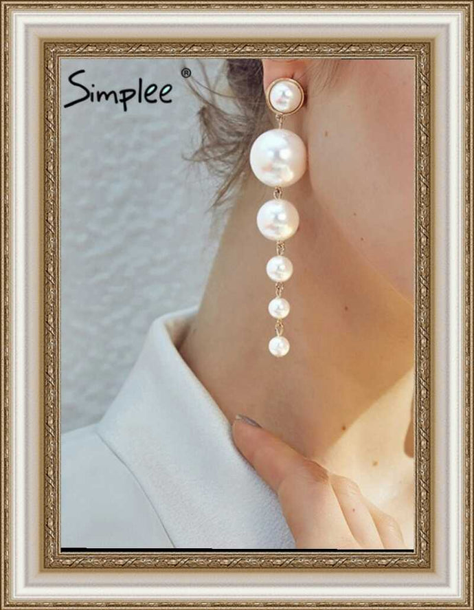SIMPLEE - Jewelry pearl drop earrings