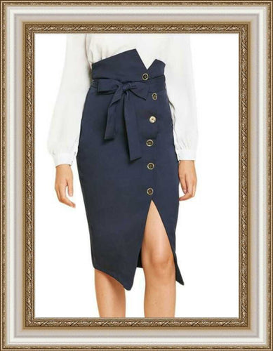 Elegant Button Up Slit Skirt