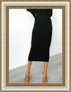 Glamaker-  Elegant knitted women long pencil skirt