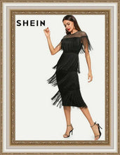 Load image into Gallery viewer, SHEIN - Black Highstreet  Elegant Fringe Detail Dress