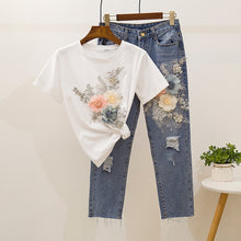 Load image into Gallery viewer, FASHION - Summer T Shirts and Jeans Pants 2 piece set