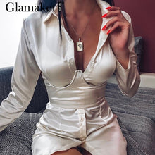 Load image into Gallery viewer, GLAMAKER-Satin sexy short party dress