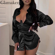 Load image into Gallery viewer, GLAMAKER-Satin sexy short party dress