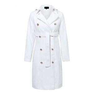 VINTAGE- Elegant White Trench Button Women Coat