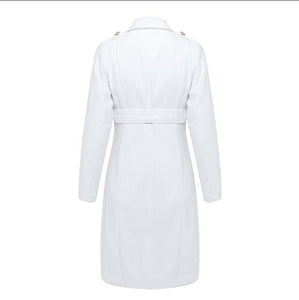VINTAGE- Elegant White Trench Button Women Coat