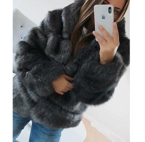 ELEGANT -  Fashion Luxury Faux Fur Hooded Coat