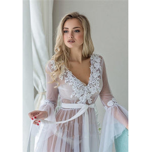 ELEGANT -   Lace Sleepwear Long Maxi Dress