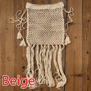 ELEGANT - Hand Crochet Tassel Skirt, with long fringe Beach Skirt