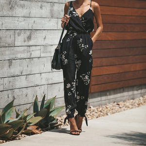 FASHION - Elegant Printed Backless Jumpsuit Casual With Pocket