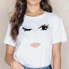 Load image into Gallery viewer, FASHION - Princess Makeup Art Pink Eyelashes Print Vogue  T-shirt