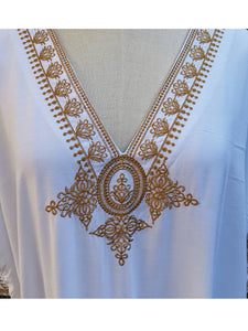 FASHION- Greek Gold Embroidery Sarong Beachwear