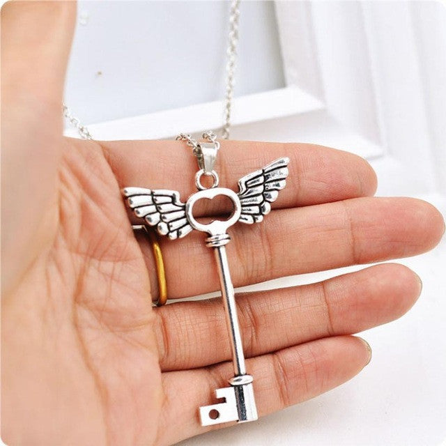 Angel Wings Key Friendship Long Necklace