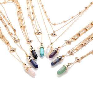 Healing Stone Multilayer Statement -Necklaces