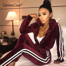 Load image into Gallery viewer, DevenGee-  Velvet Tracksuit Two Piece Set