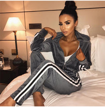 Load image into Gallery viewer, DevenGee-  Velvet Tracksuit Two Piece Set