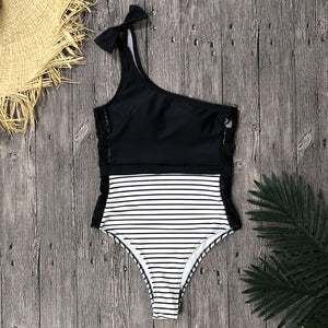 FASHION-One Piece Swimsuit  2019 Summer Beachwear Lace One Shoulder Swimwear