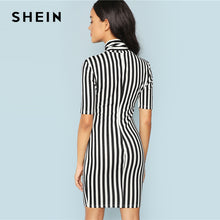 Load image into Gallery viewer, SHEIN - Black And White Striped Pencil Dress