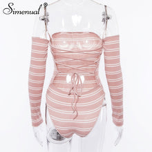 Load image into Gallery viewer, Simenual - Backless lace up bodysuit
