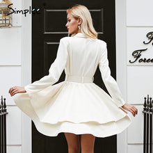 Load image into Gallery viewer, Simplee - Elegant ruffle turndown white dress