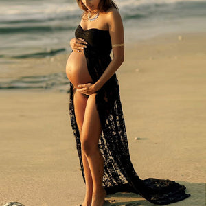 Women Pregnants Sexy Photography Props Off Shoulders Lace Nursing Long Dress