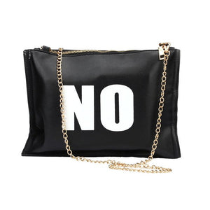 Leather Chain Shoulder Bag "NO"
