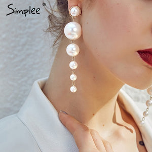 SIMPLEE - Jewelry pearl drop earrings