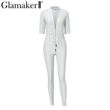 Load image into Gallery viewer, Glamaker - Lurex deep v neck half sleeve jumpsuit