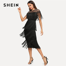Load image into Gallery viewer, SHEIN - Black Highstreet  Elegant Fringe Detail Dress