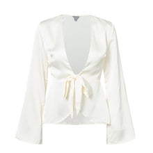 Load image into Gallery viewer, SIMPLEE - Satin Deep V Neck Blouse