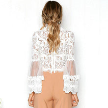 Load image into Gallery viewer, Floral Lace Blouse Transparent Mesh Blouse