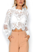 Load image into Gallery viewer, Floral Lace Blouse Transparent Mesh Blouse