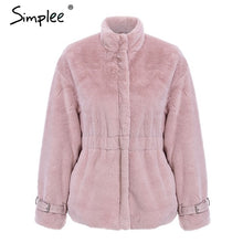 Load image into Gallery viewer, Simplee - Elegant faux fur coat jacket