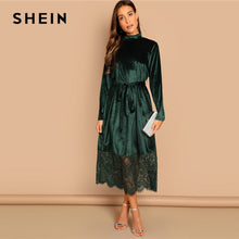 Load image into Gallery viewer, SHEIN - Green Velvet Elegant Modern Lady Dress