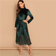 Load image into Gallery viewer, SHEIN - Green Velvet Elegant Modern Lady Dress