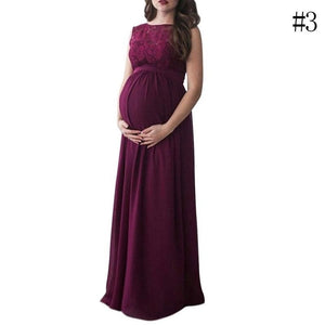 Pregnant Woman Dress Round Neck Sleeveless Lace Maternity Dress