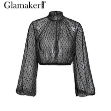 Load image into Gallery viewer, Glamaker - Causal mesh  polka dot blouse