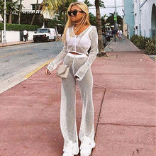 Load image into Gallery viewer, FASHION  - Hollow Out Fishnet Casual Fashion Two Pieces transparent SET