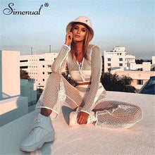 Load image into Gallery viewer, FASHION  - Hollow Out Fishnet Casual Fashion Two Pieces transparent SET