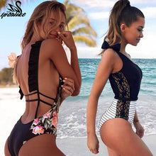 Load image into Gallery viewer, FASHION-One Piece Swimsuit  2019 Summer Beachwear Lace One Shoulder Swimwear