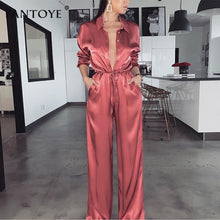Load image into Gallery viewer, FASHION - Elegant Loose Satin Bodycon Bandage Jumpsuit