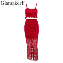 Load image into Gallery viewer, Glamaker Hollow out mesh split two-piece dress