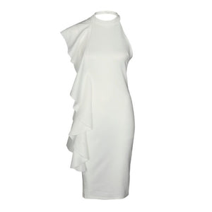Summer Fashion - One Shoulder Halter Backless White Slim Elegant High Waist Dress