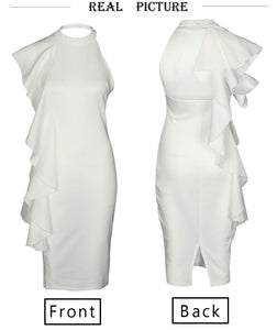 Summer Fashion - One Shoulder Halter Backless White Slim Elegant High Waist Dress